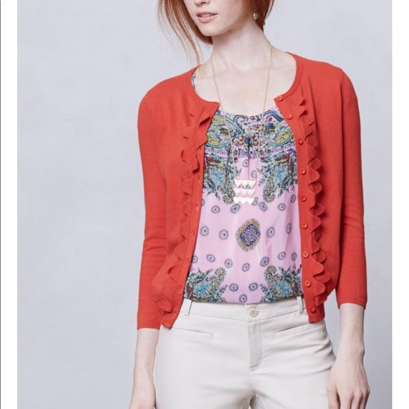 Anthropologie Sweaters - Anthropologie Sz L Shoreline Scallop Cardigan